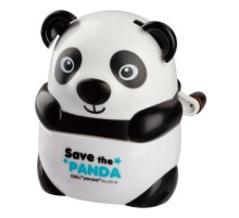 Точилка для карандашей механическая Deli Панда E0518 1 отверстие пластик черный