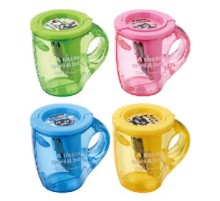 Точилка для карандашей ручная Deli Cup E0551 2 отверстия пластик ассорти дисплей