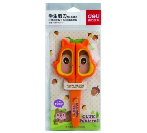 Ножницы Deli 6061 Happy Cat детские 138мм ТПЭ сталь ассорти Ножницы Deli 6061 Happy Cat детские 138мм ТПЭ сталь ассорти