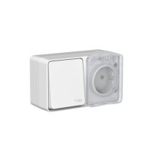 Блок ОП AtlasDesign PROFI IP54 (розетка 16А заземл. защ. шторки + 1-кл. выключатель 10А) сер. SE ATN