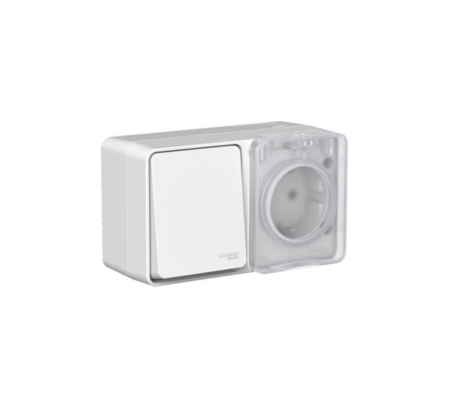 Блок ОП AtlasDesign PROFI IP54 (розетка 16А заземл. защ. шторки + 1-кл. выключатель 10А) сер. SE ATN