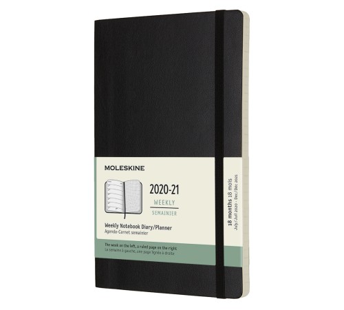 Еженедельник Moleskine ACADEMIC SOFT WKNT Large 130х210мм датир.18мес 208стр. мягкая обложка черный Еженедельник Moleskine ACADEMIC SOFT WKNT Large 130х210мм датир.18мес 208стр. мягкая обложка черный