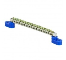 EKF sn1-63-24-2 Шина "0" N (6x9 мм) 24 отв. никель 2 синих угловых изолятора EKF PROxima