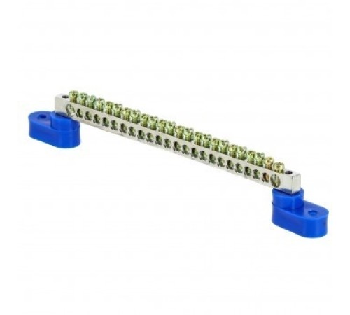 EKF sn1-63-24-2 Шина "0" N (6x9 мм) 24 отв. никель 2 синих угловых изолятора EKF PROxima EKF sn1-63-24-2 Шина "0" N (6x9 мм) 24 отв. никель 2 синих угловых изолятора EKF PROxima