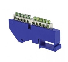 EKF sn1-63-10-d Шина "0" N (6x9 мм) 10 отв. никель синий изолятор на DIN-рейку EKF PROxima