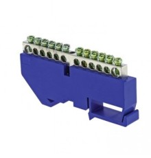 EKF sn1-63-12-d Шина "0" N (6x9 мм) 12 отв. никель синий изолятор на DIN-рейку EKF PROxima