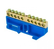 EKF sn0-125-10-d Шина "0" N (8х12мм) 10 отверстий латунь синий изолятор на DIN-рейку EKF  PROxima