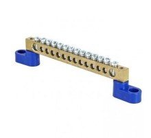 EKF sn0-63-14-2 Шина "0" N (6х9мм) 14 отверстий латунь 2 синих угловых изолятора EKF PROxima