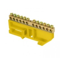 EKF sn0-63-12-dz Шина "0" N (6х9мм) 12 отверстий латунь желтый изолятор на DIN-рейку EKF PROxima