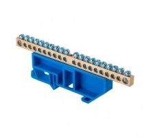 EKF sn0-63-20-d Шина "0" N (6х9мм) 20 отверстий латунь синий изолятор на DIN-рейку EKF PROxima