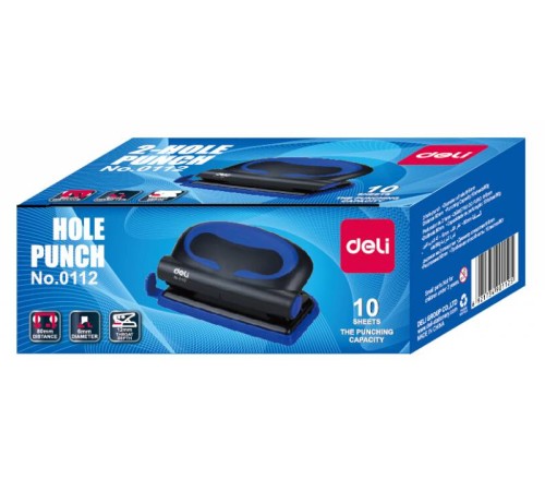 Дырокол Deli Essential Plus E0112 макс.:10лист. металл ассорти отв.:2 с линейкой