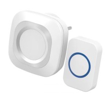REXANT 73-0090 Беспроводной дверной звонок в розетку мигающий 36 мелодий IP44 (белый/серый)