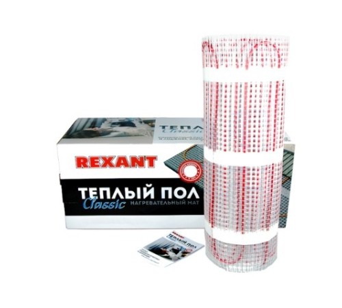 Rexant 51-0516-2 Тёплый пол (нагревательный мат) Classic RNX -9,0-1350 (площадь 9,0 м2 (0,5 х 18,0 м)), 1350 Вт, двухжильный с экраном