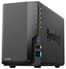 Системы хранения данных Synology  DC 2,0GhzCPU/2GB(upto6)/RAID0,1/up to 2HDDs SATA(3,5' 2,5')/2xUSB3.2/2GigEth/iSCSI/2xIPcam(up to 25)/1xPS /1YW (repl DS220+) (DS224+)