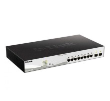 D-Link DGS-1210-10MP/FL2A Управляемый L2 коммутатор с 8 портами 10/100/1000Base-T и 2 портами 1000Base-X SFP (8 портов PoE 802.3af/at, PoE-бюджет 130 Вт)