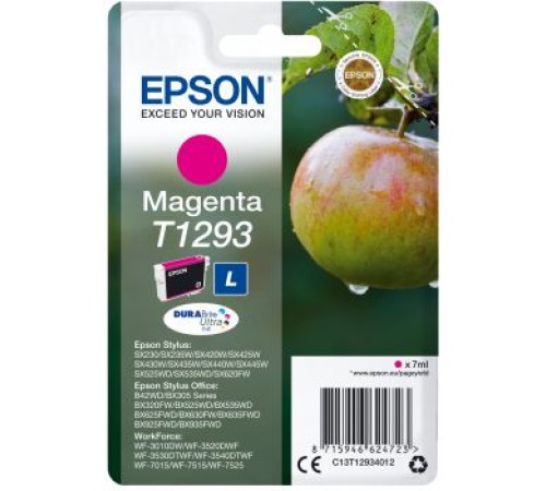 Картридж струйный Epson T1293 C13T12934012 пурпурный (378стр.) (7мл) для Epson SX420W/BX305F