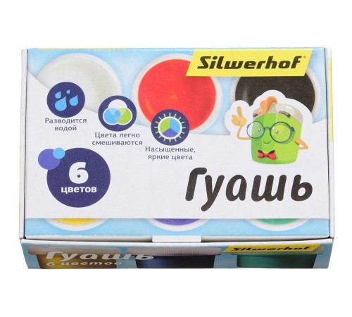 Гуашь Silwerhof 962074-06 Народная кол-ция 6цв. бан. 10мл. картон.кор.