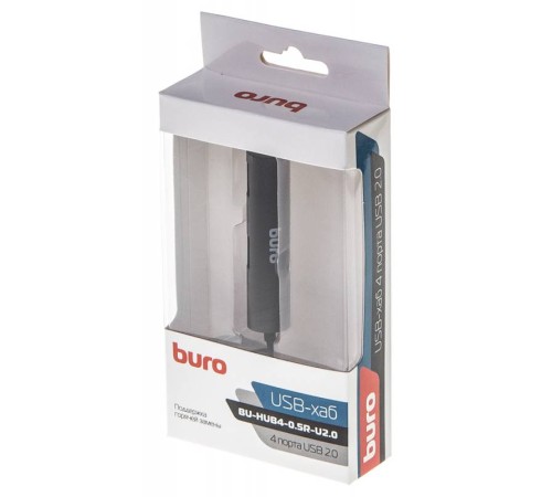 Разветвитель USB 2.0 Buro BU-HUB4-0.5R-U2.0 4порт. черный Разветвитель USB 2.0 Buro BU-HUB4-0.5R-U2.0 4порт. черный