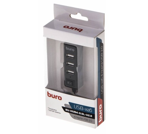 Разветвитель USB 2.0 Buro BU-HUB4-0.5L-U2.0 4порт. черный Разветвитель USB 2.0 Buro BU-HUB4-0.5L-U2.0 4порт. черный