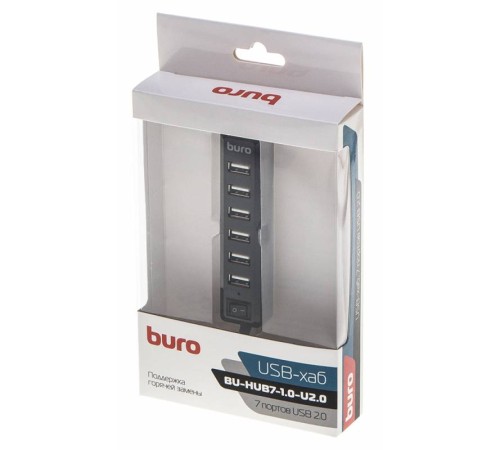 Разветвитель USB 2.0 Buro BU-HUB7-1.0-U2.0 7порт. черный Разветвитель USB 2.0 Buro BU-HUB7-1.0-U2.0 7порт. черный