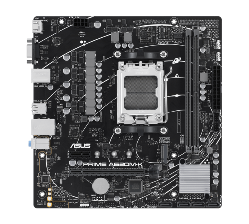 Материнская плата ASUS PRIME A620M-K, Socket AM5, A620, 2*DDR5,  VGA+HDMI, 4xSATA 6, M2, USB 3.2, USB 2.0, mATX; 90MB1F40-M0EAY0 (PRIME A620M-K)