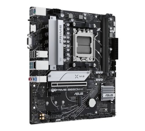 Материнская плата ASUS PRIME B650M-K, Socket AM5, B650, 2*DDR5, HDMI+VGA, 4xSATA 6+ RAID, 2xM2,  USB 3.2, USB 2.0, mATX; 90MB1F60-M0EAY0 (PRIME B650M-K)