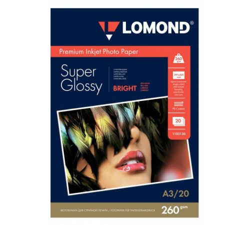 Фотобумага Lomond 1103130 A3/260г/м2/20л./белый высокоглянцевое для струйной печати Фотобумага Lomond 1103130 A3/260г/м2/20л./белый высокоглянцевое для струйной печати