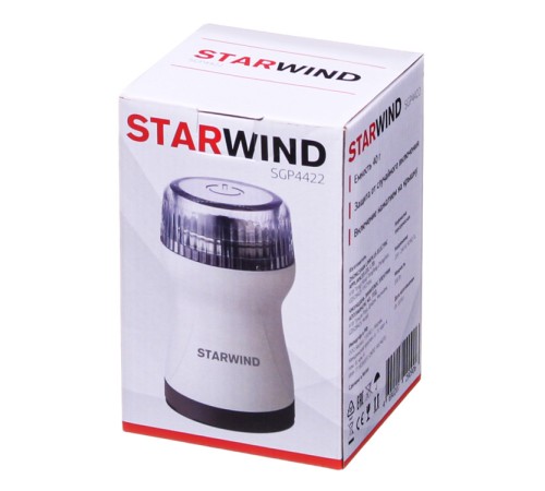 Кофемолка Starwind SGP4422 200Вт сист.помол.:ротац.нож вместим.:40гр белый/коричневый