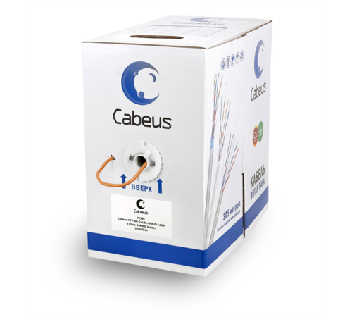 Cabeus FTP-4P-Cat.5e-SOLID-LSZH Кабель витая пара экранированная FTP (F/UTP), категория 5e, 4 пары (24 AWG), экран - фольга, LSZH, нг(А)-HF, 305 м (FTP-4P-Cat.5e-SOLID-LSZH)
