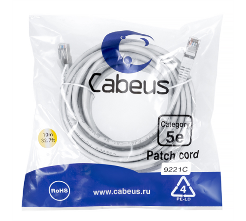 Патч-корд f/utp,категория 5е, 2xrj45/8p8c, экранированный, серый, lszh, 10м Cabeus PC-FTP-RJ45-Cat.5e-10m-LSZH Патч-корд F/UTP,категория 5е, 2xRJ45/8p8c, экранированный, серый, LSZH, 10м (PC-FTP-RJ45-Cat.5e-10m-LSZH)