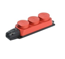 Iek PKR61-016-2-K04 РБ33-1-0м Розетка трехместная с защитными крышками ОМЕГА IP44 красная
