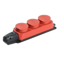 Iek PKR61-016-2-K04 РБ33-1-0м Розетка трехместная с защитными крышками ОМЕГА IP44 красная