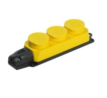 Iek PKR61-016-2-K05 РБ33-1-0м Розетка трехместная с защитными крышками ОМЕГА IP44 жёлтая