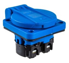 Iek PSN71-016-3-2-44-K07   Розетка панельная РП11-3 2Р+РЕ 16А з/к с крышкой IP44 синяя MAGNUM IEK