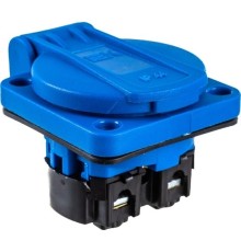 Iek PSN71-016-3-2-44-K07   Розетка панельная РП11-3 2Р+РЕ 16А з/к с крышкой IP44 синяя MAGNUM IEK