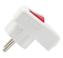 REXANT 16-0730 Вилка Евро угловая с з/к 16А белая с кнопкой