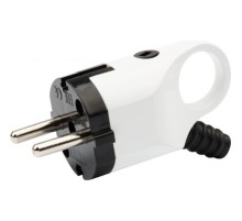 REXANT 11-8952 Вилка Евро угловая с з/к 16А с ушком (кольцом) бело-черная