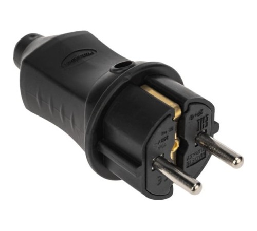 Proconnect 111-001-4 Вилка прямая влагозащищенная 2P+PE 230V, 16 А, IP44 каучук