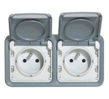 Legrand 069672 Двухместная монтажная коробка - Программа Plexo - серый - 2 поста - горизонтальная установка