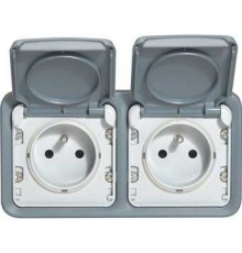 Legrand 069672 Двухместная монтажная коробка - Программа Plexo - серый - 2 поста - горизонтальная установка