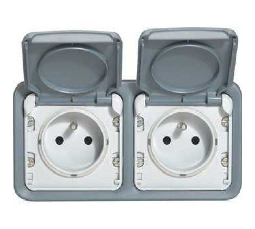 Legrand 069672 Двухместная монтажная коробка - Программа Plexo - серый - 2 поста - горизонтальная установка Legrand 069672 Двухместная монтажная коробка - Программа Plexo - серый - 2 поста - горизонтальная установка