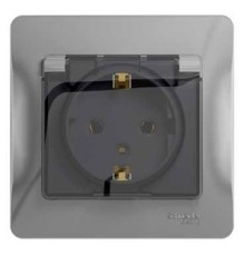 Systeme electric GSL000346 GLOSSA РОЗЕТКА с заземлением со шторками с крышкой, 16А, IP20, в сборе, АЛЮМИНИЙ