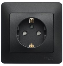 Systeme electric GSL001344 GLOSSA РОЗЕТКА с заземлением со шторками,16А, 250В, в сборе,ГРАФИТ