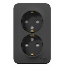 Systeme electric BLNRA011206 BLANCA О/У РОЗЕТКА двойная с заземлением со шторк., 16А, 250В, АНТРАЦИТ