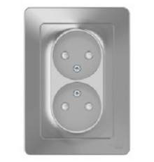 Systeme electric BLNRS000123 BLANCA С/У РОЗЕТКА двойная без заземления со шторк., 16А, 250В, АЛЮМИНИЙ