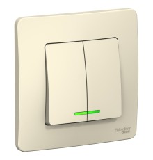 Systeme electric BLNVS010516 BLANCA С/У 2-клавишный ВЫКЛЮЧАТЕЛЬ (c х.5) с подсв., 10А, 250B, АНТРАЦИТ