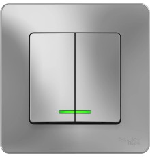Systeme electric BLNVS010513 BLANCA С/У 2-клавишный ВЫКЛЮЧАТЕЛЬ ( c х .5) с подсв., 10А, 250B, АЛЮМИНИЙ