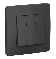 Systeme electric BLNVS100506 BLANCA С/У 3-клавишный ВЫКЛЮЧАТЕЛЬ ( c х .1+1+1), 10А, 250B, АНТРАЦИТ