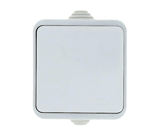 EKF EKR16-029-10-440 Прага Розетка 1-местная 16А с заземлением с крышкой IP44 белая с защ. штор. EKF