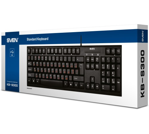 Клавиатура SVEN KB-S300 чёрная (104кл.) Sven SV-015756 Клавиатура SVEN KB-S300 чёрная (104кл.) Sven SV-015756